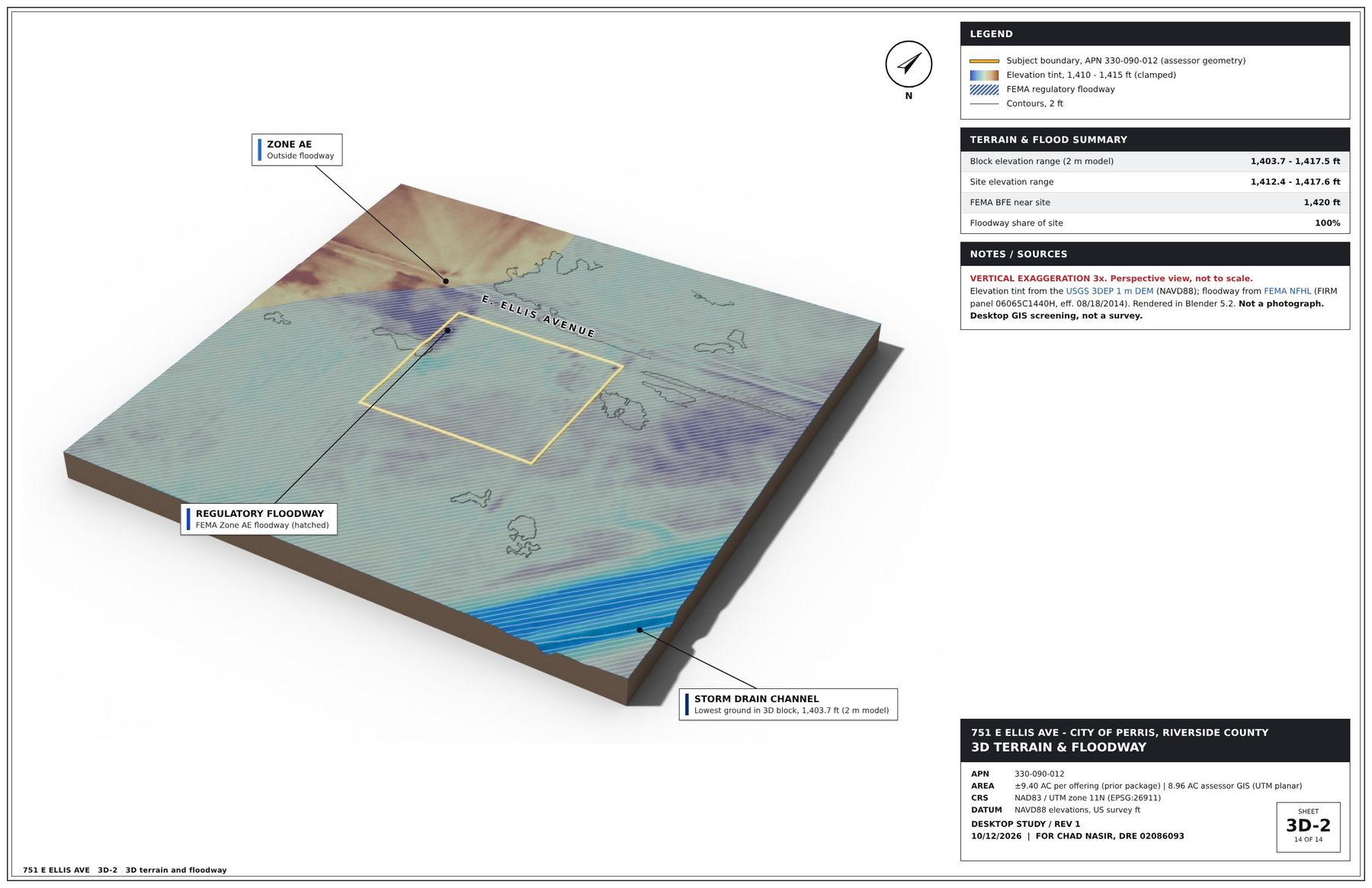 GIS sheet 3D-2: 3D terrain & floodway