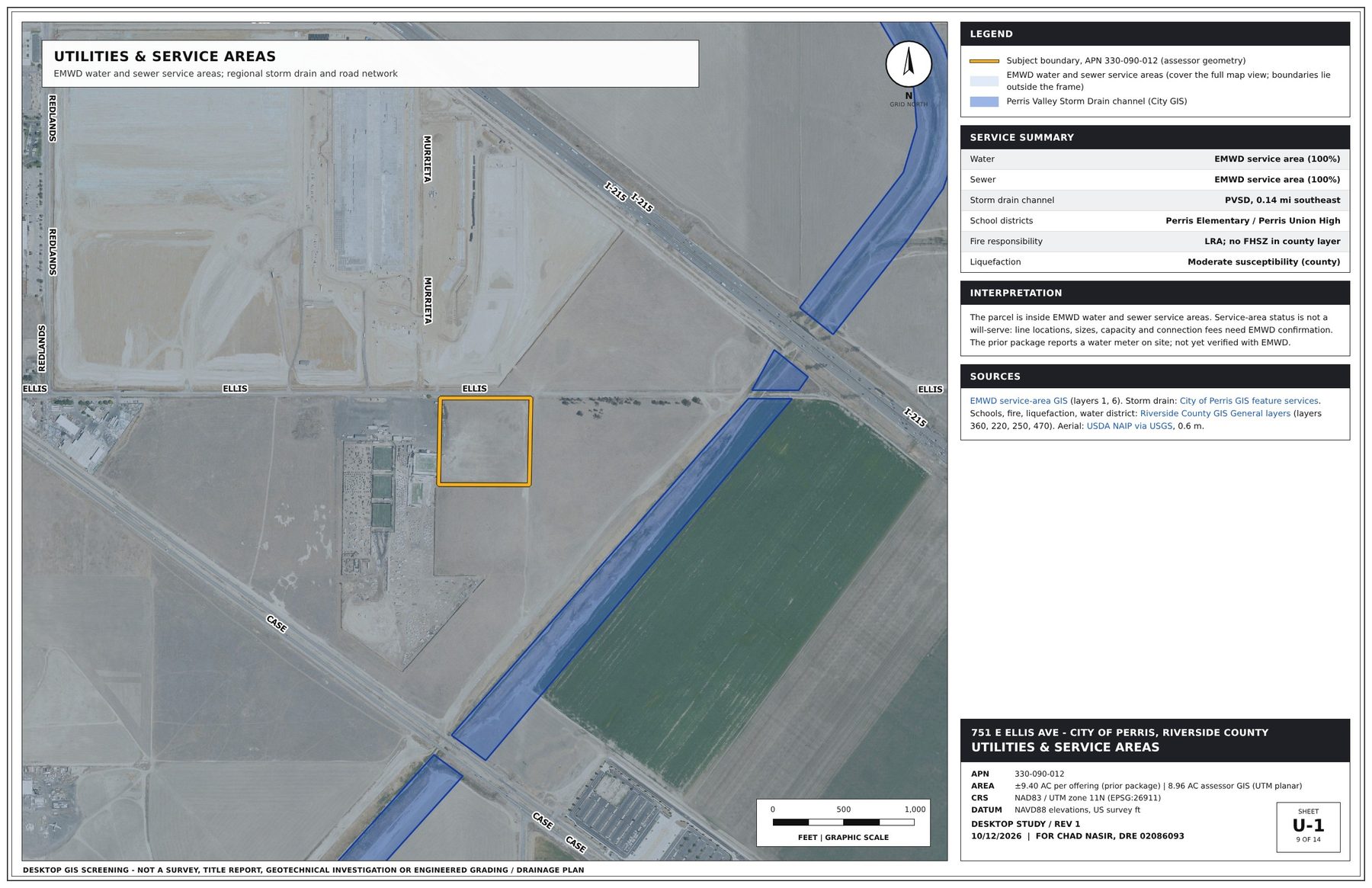 GIS sheet U-1: Utilities & service areas
